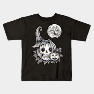 Skeleton pumpkin halloween. Kids T-Shirt